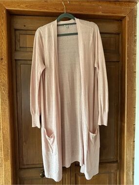 Halogen Blush Open-Front Long Cardigan